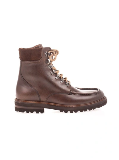 Shop Brunello Cucinelli Men's Brown Leather Ankle Boots