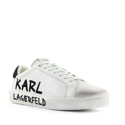 Shop Karl Lagerfeld Men's White Leather Sneakers