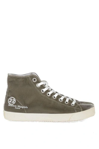 Shop Maison Margiela Men's Grey Suede Hi Top Sneakers