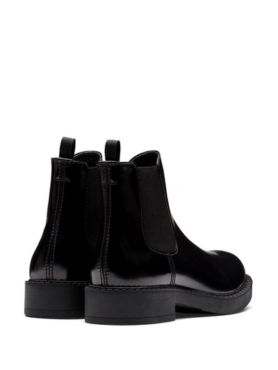 Shop Prada Men's Black Leather Ankle Boots