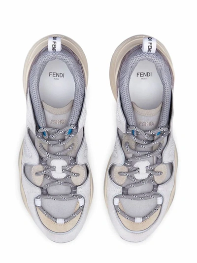 Shop Fendi Men's Grey Leather Sneakers