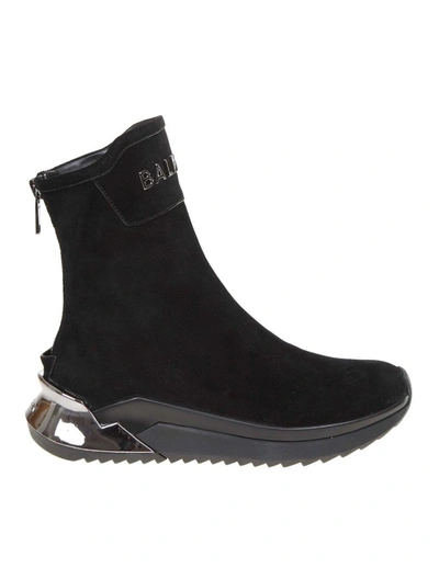 Shop Balmain Men's Black Suede Ankle Boots