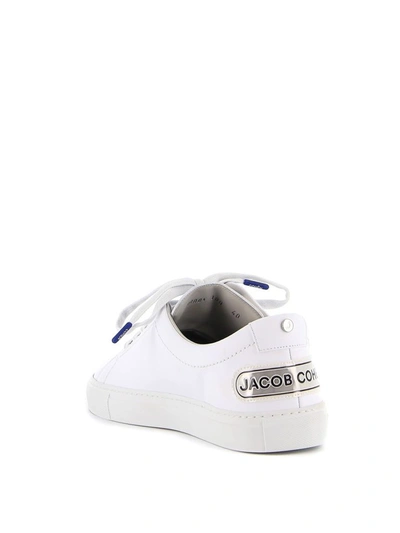 Shop Jacob Cohen Men's White Leather Sneakers