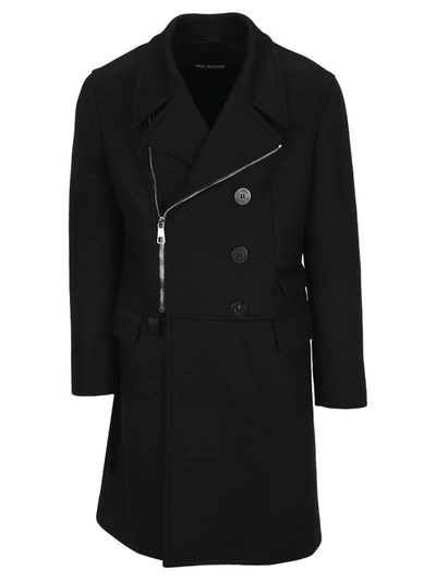 Shop Neil Barrett Travel Zip Double Breasted Coat In Black