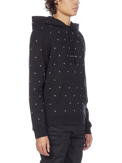 Shop Saint Laurent Logo Print Hoodie In Black