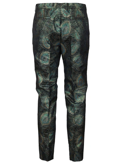 Shop Dolce & Gabbana Metallic Peacock Print Trousers In Multi