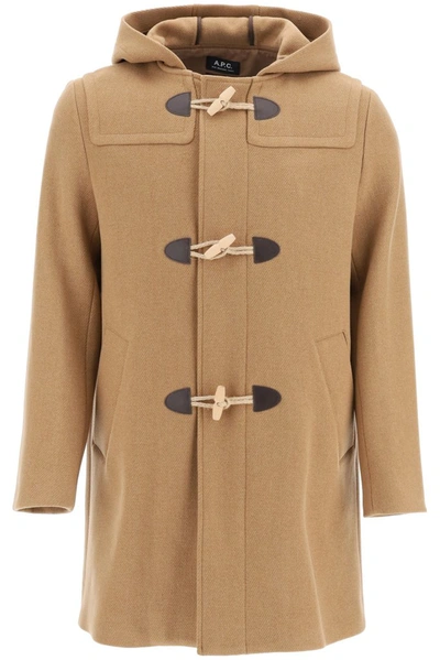 Shop Apc A.p.c. Edouard Duffle Coat In Beige