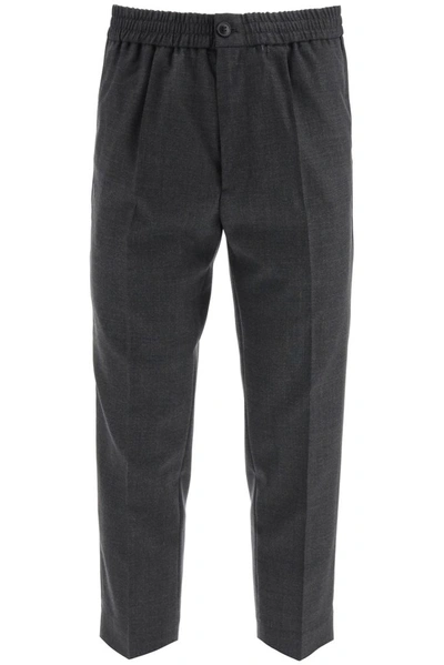 Shop Ami Alexandre Mattiussi Ami Cropped Tailored Trousers In Grey