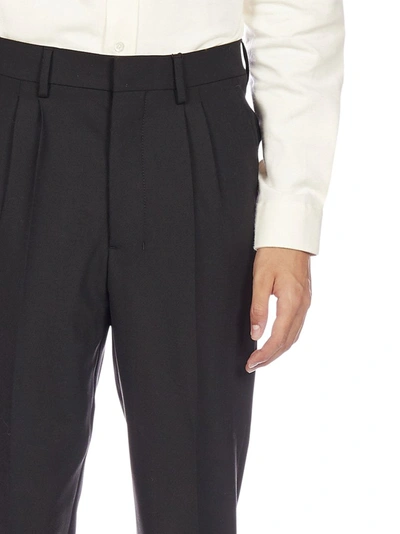 Shop Ami Alexandre Mattiussi Ami Pleated Cropped Trousers In Black