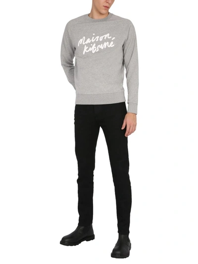 Shop Maison Kitsuné Handwriting Sweatshirt In Grey