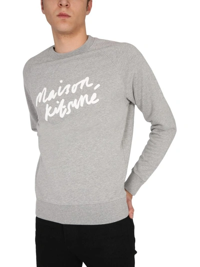 Shop Maison Kitsuné Handwriting Sweatshirt In Grey