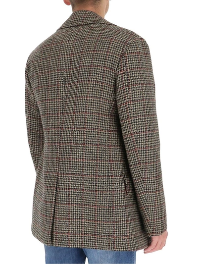 Shop Etro Check Pattern Double Breasted Jacket In Multi