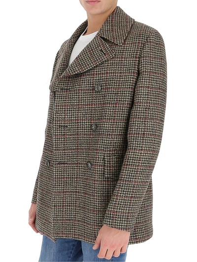 Shop Etro Check Pattern Double Breasted Jacket In Multi