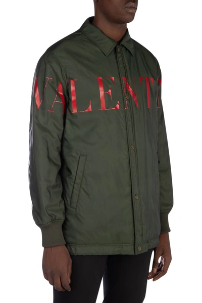 Shop Valentino Logo Print Jacket In Green