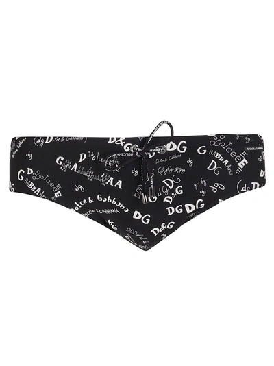 Shop Dolce & Gabbana Allover Logo Swim Briefs In Black