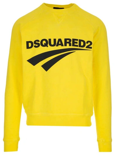 Shop Dsquared2 Flash Logo Crewneck Sweatshirt In Yellow