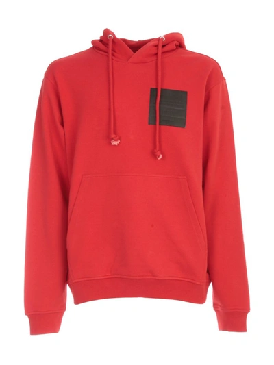 Shop Maison Margiela Logo Patch Hoodie In Red