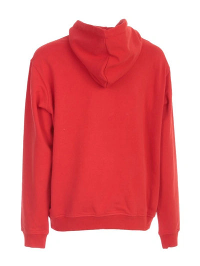Shop Maison Margiela Logo Patch Hoodie In Red