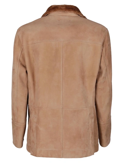 Shop Brunello Cucinelli Double Breasted Leather Coat In Brown
