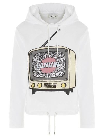 Shop Lanvin Graphic Printed Hoodie In White
