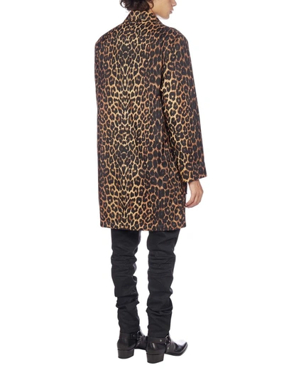 Shop Saint Laurent Leopard Print Padded Coat In Multi