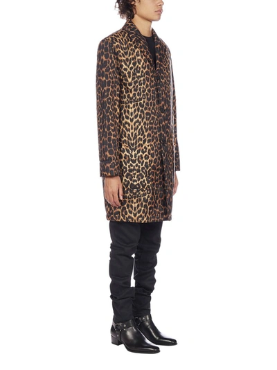 Shop Saint Laurent Leopard Print Padded Coat In Multi