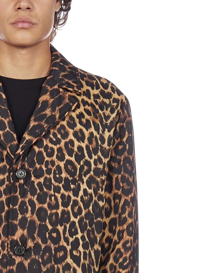 Shop Saint Laurent Leopard Print Padded Coat In Multi