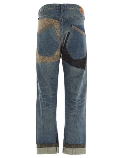 Shop Junya Watanabe Man Patchwork Straight Leg Jeans In Blue