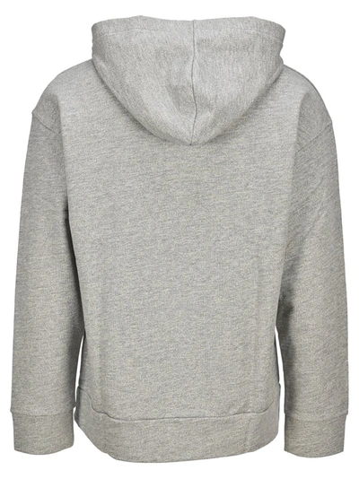 Shop A.p.c. Logo Print Drawstring Hoodie In Grey