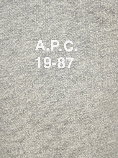 Shop Apc A.p.c. Logo Print Drawstring Hoodie In Grey