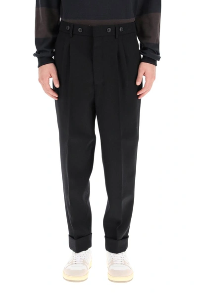 Shop Ami Alexandre Mattiussi Ami Tapered Cropped Trousers In Black