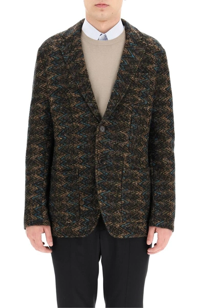 Shop Etro Twill Pattern Jacquard Knit Jacket In Multi