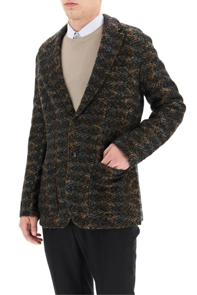 Shop Etro Twill Pattern Jacquard Knit Jacket In Multi