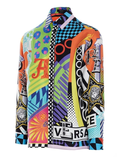 Shop Versace Abstract Print Shirt In Multi