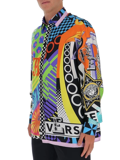 Shop Versace Abstract Print Shirt In Multi