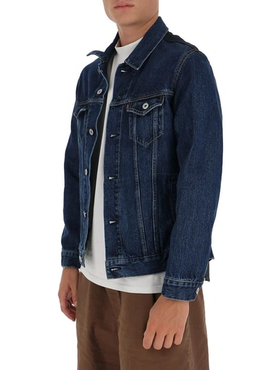 Shop Junya Watanabe Contrast Tartan Panel Denim Jacket In Multi