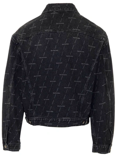 Shop Balenciaga Large Fit Denim Jacket In Black