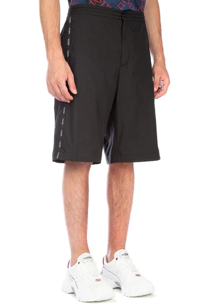 Shop Valentino Vltn Piping Bermuda Shorts In Black