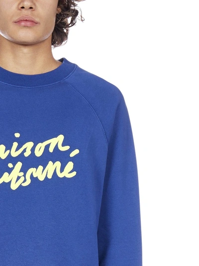 Shop Maison Kitsuné Handwriting Sweatshirt In Blue