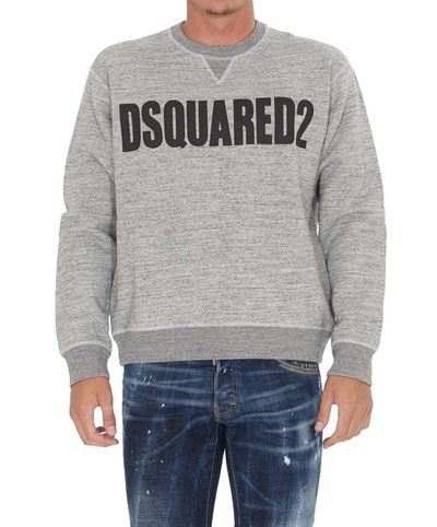 Shop Dsquared2 Logo Print Crewneck Sweatshirt In Grey