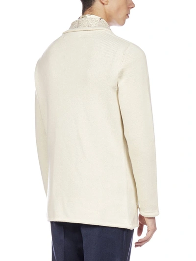 Shop Etro Single Breasted Knitted Blazer In White