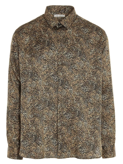 Shop Saint Laurent Leopard Print Shirt In Brown