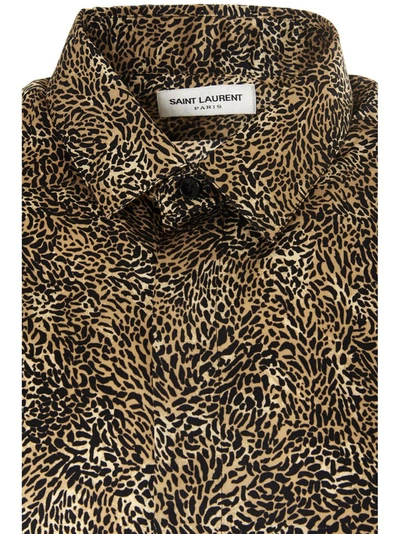 Shop Saint Laurent Leopard Print Shirt In Brown