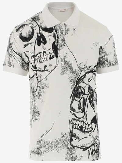 Shop Alexander Mcqueen Skull Polo Shirt In White