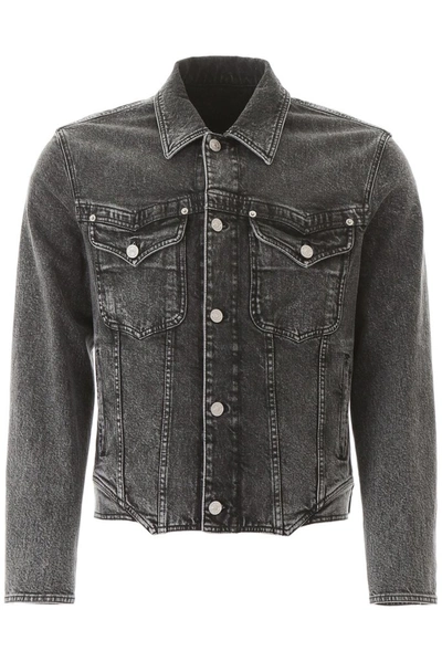 Shop Versace Denim Jacket In Grey