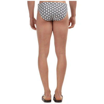 Shop Balmain Printed Swim Briefs In White