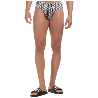 Shop Balmain Printed Swim Briefs In White