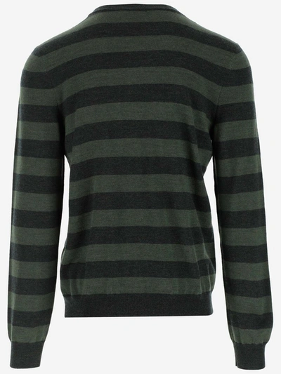 Shop Jw Anderson Striped Logo Sweater In Green