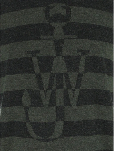 Shop Jw Anderson Striped Logo Sweater In Green