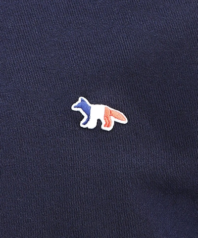Shop Maison Kitsuné Tricolour Fox Patch Hoodie In Blue